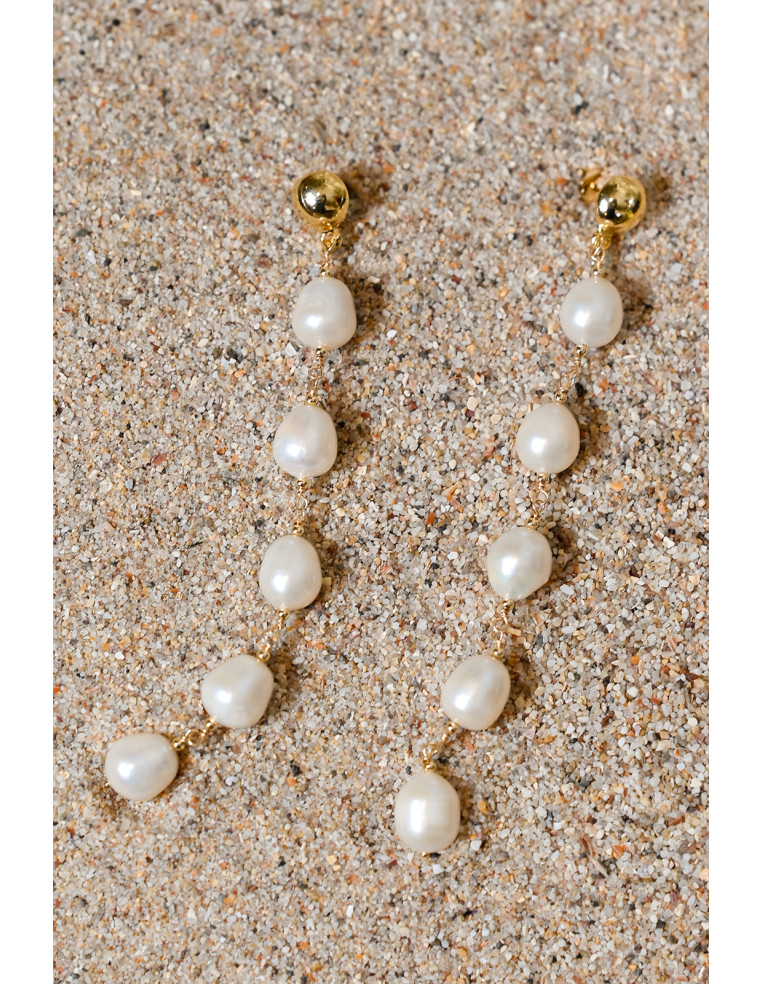 Boucles d'oreilles pendantes perles Emilie - Comptoir Doré - L'Atelier de Clotilde