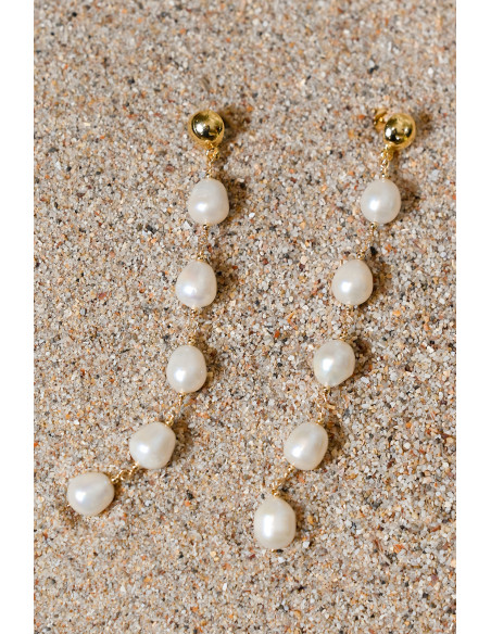 Boucles d'oreilles pendantes perles Emilie - Comptoir Doré - L'Atelier de Clotilde