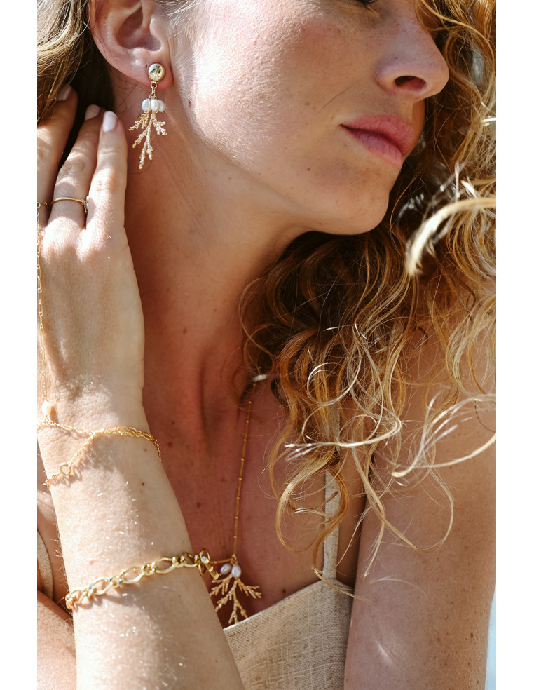 Boucles d'oreilles feuille Zeus - Comptoir Doré - L'Atelier de Clotilde