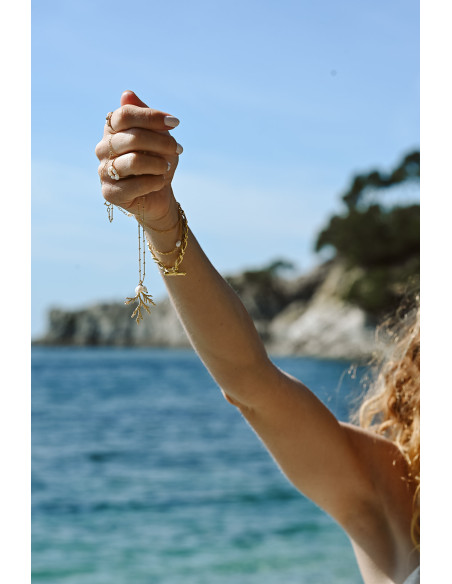 Collier feuille et perle Zeus - Comptoir Doré - L'Atelier de Clotilde