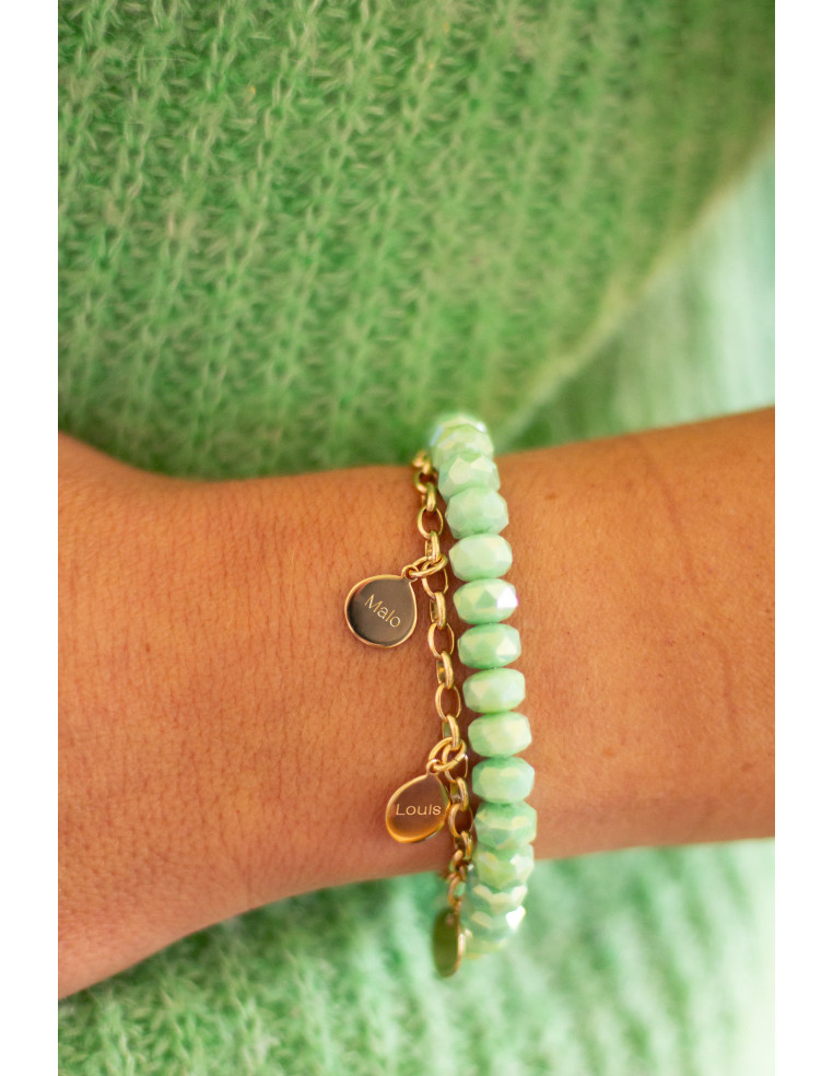 Bracelet chaîne maille et 1 à 10 médailles dorées gravées - Comptoir Doré