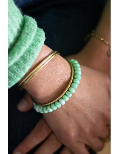 Bracelet Coco Menthe Verte - Médaille Miraculeuse - plaqué or (enfant/adulte)
