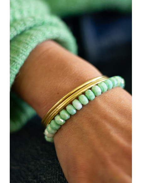 Bracelet Coco Menthe Verte - Médaille Miraculeuse - plaqué or (enfant/adulte)