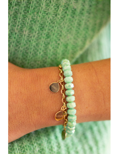 Bracelet Coco Menthe Verte médaille miraculeuse - perles collier de bonbons - Comptoir Doré