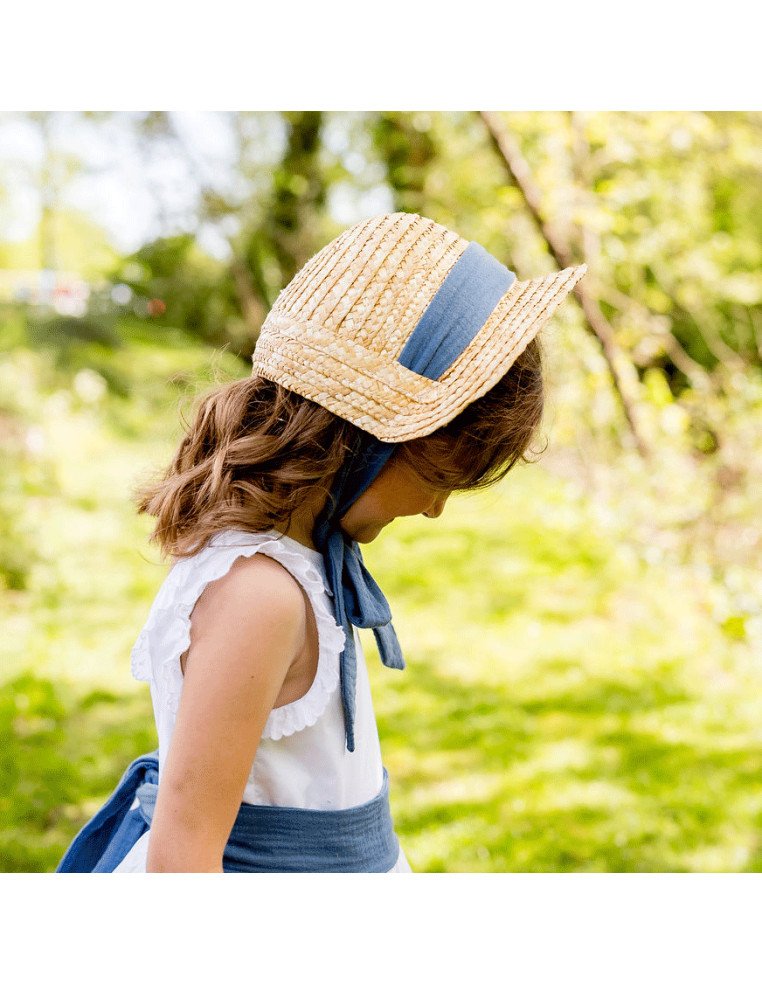 Chapeau de paille Capucine Bleu Gris - Bellemond - Comptoir Doré