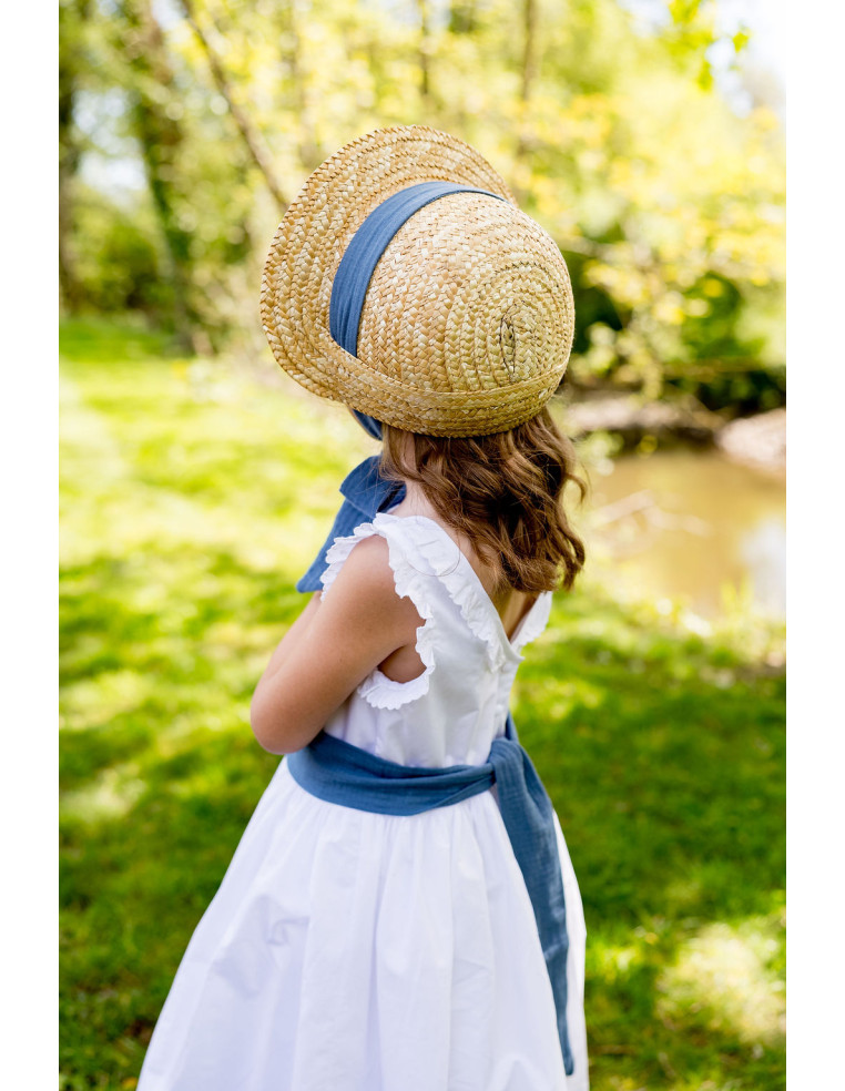Chapeau de paille Capucine Bleu Gris - Bellemond - Comptoir Doré
