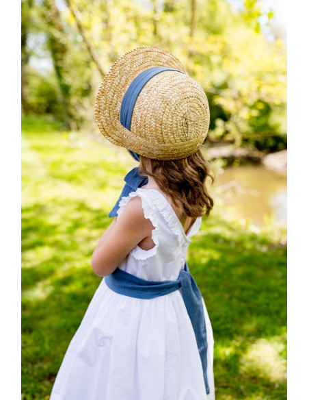 Chapeau de paille Capucine Bleu Gris - Bellemond - Comptoir Doré