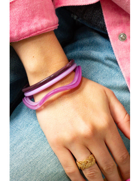 Bracelets joncs colorés (x3) - Mûre - Comptoir Doré