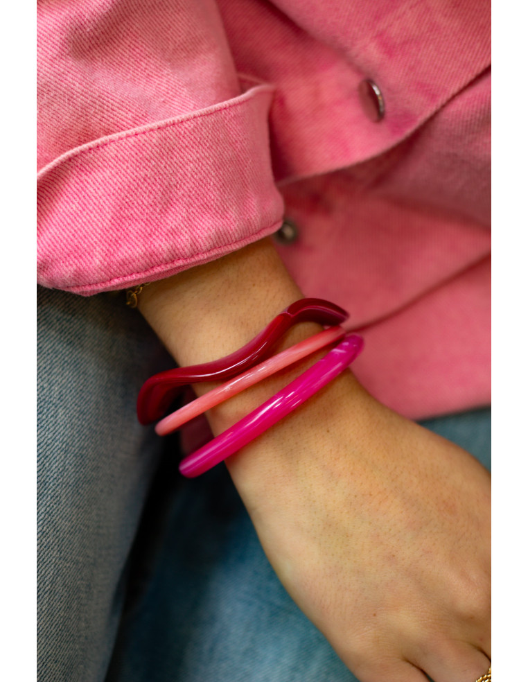 Bracelets joncs colorés (x3) - Cerise - Comptoir Doré