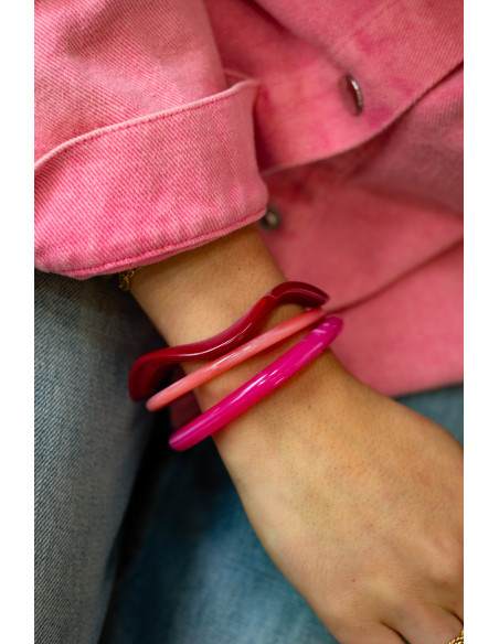 Bracelets joncs colorés (x3) - Cerise - Comptoir Doré