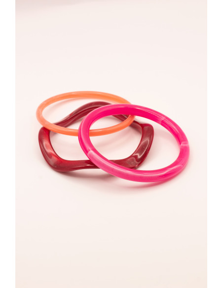 Bracelets joncs colorés (x3) - Cerise - Comptoir Doré