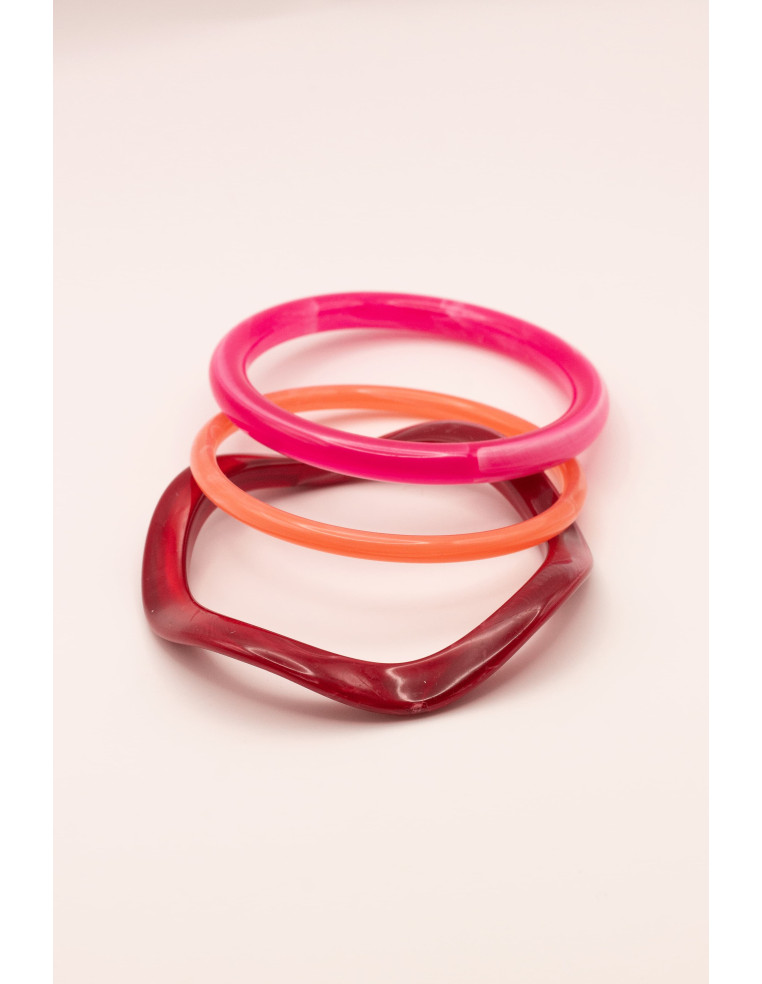 Bracelets joncs colorés (x3) - Cerise - Comptoir Doré