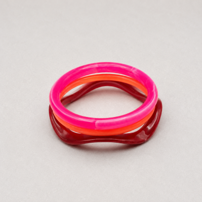 Bracelets joncs colorés (x3) - Cerise - Comptoir Doré