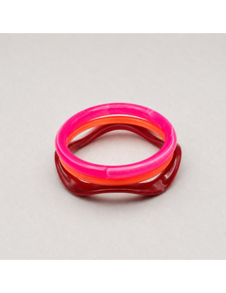 Bracelets joncs colorés (x3) - Cerise - Comptoir Doré