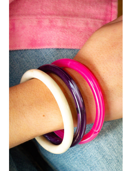 Bracelets joncs épais colorés (x3) - Lola - Comptoir Doré