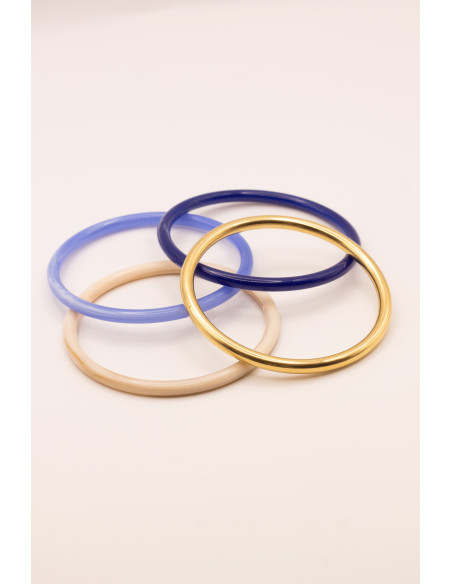 Bracelets joncs colorés et doré (x4) - Océane - Comptoir Doré