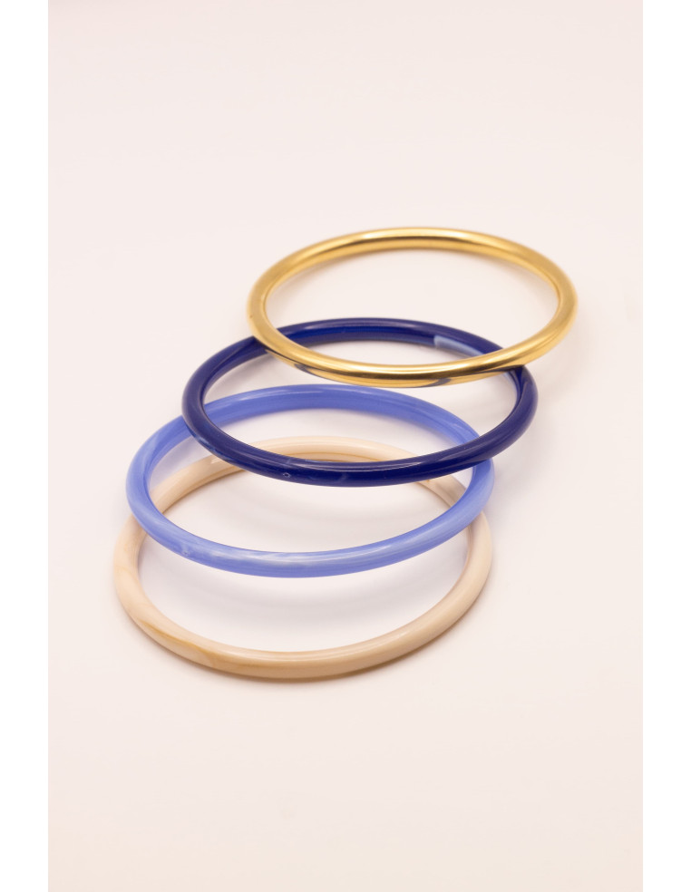 Bracelets joncs colorés et doré (x4) - Océane - Comptoir Doré