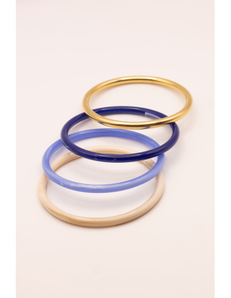 Bracelets joncs colorés et doré (x4) - Océane - Comptoir Doré