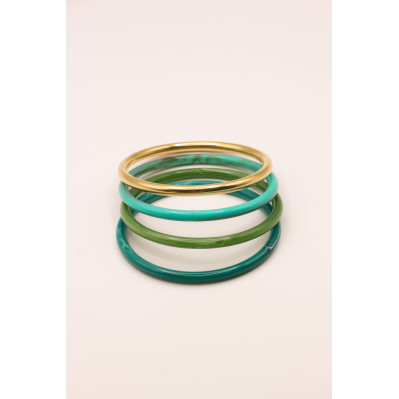 Bracelets joncs colorés (x4) - Emeraude - Comptoir Doré 2