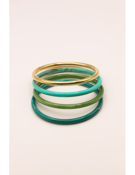 Bracelets joncs colorés (x4) - Emeraude - Comptoir Doré