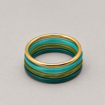 Bracelets joncs colorés (x4) - Emeraude - Comptoir Doré
