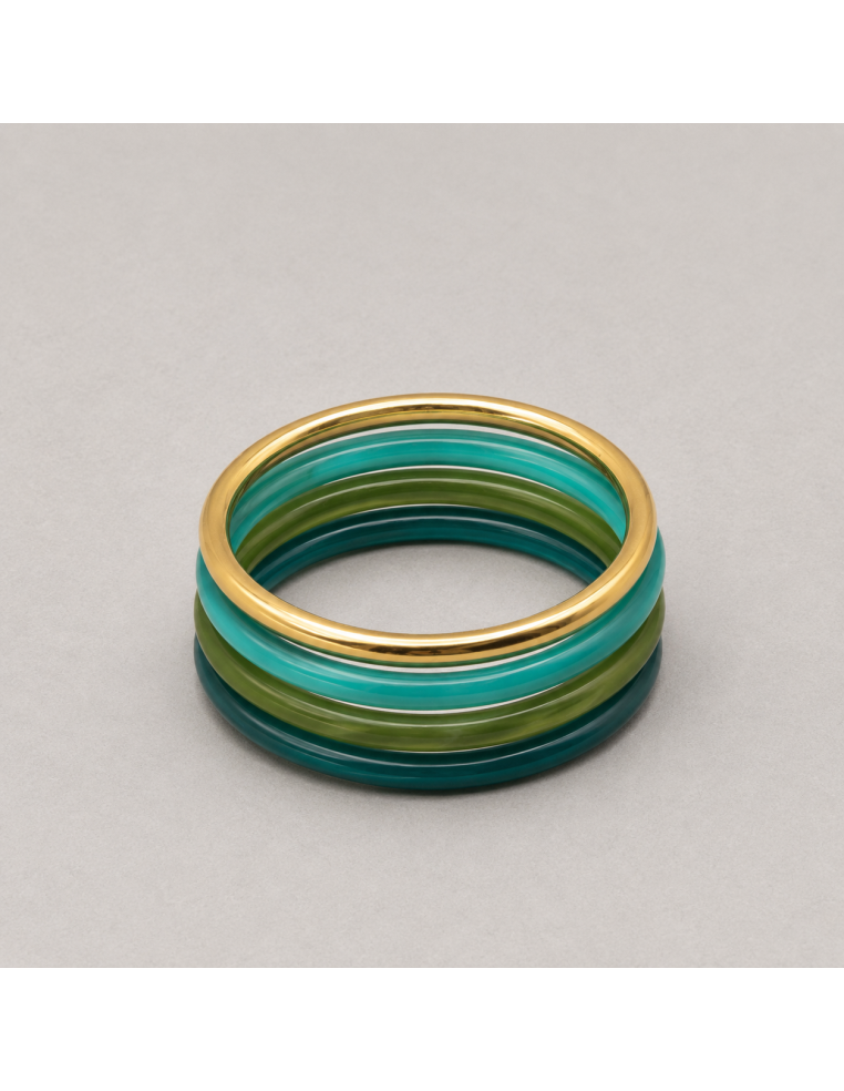 Bracelets joncs colorés (x4) - Emeraude - Comptoir Doré