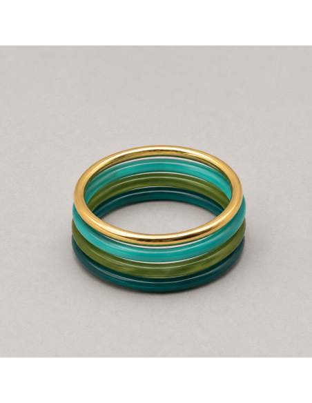 Bracelets joncs colorés (x4) - Emeraude - Comptoir Doré