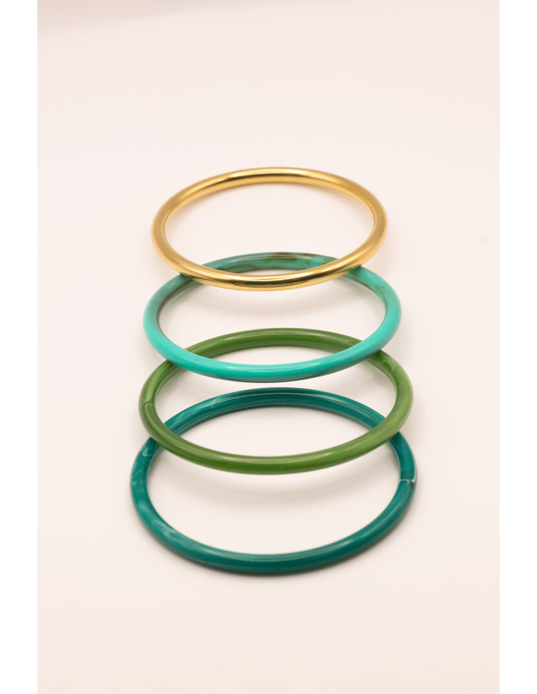 Bracelets joncs colorés (x4) - Emeraude - Comptoir Doré