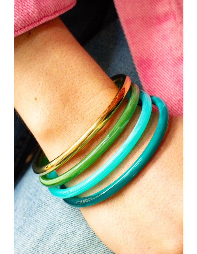 Bracelets joncs colorés (x4) - Emeraude - Comptoir Doré