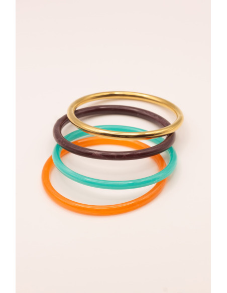 Bracelets joncs colorés (x4) - Sunset - Comptoir Doré