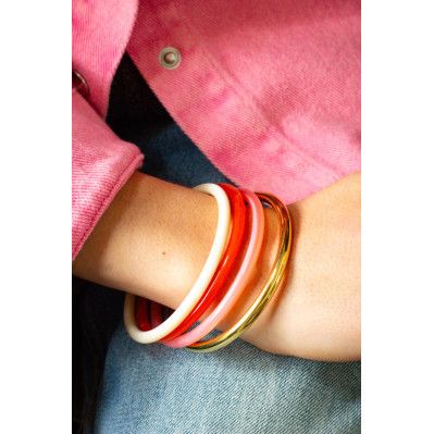 Bracelets joncs colorés (x4) - Corail - Comptoir Doré 2