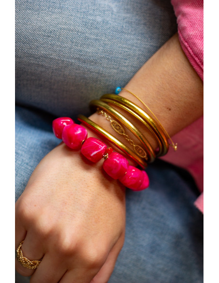Bracelet Macadamia Fushia - Comptoir Doré