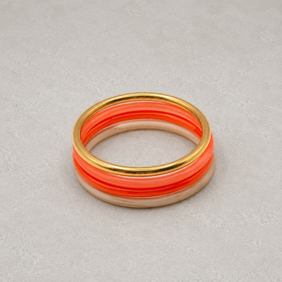 Bracelets joncs colorés (x4) - Corail - Comptoir Doré