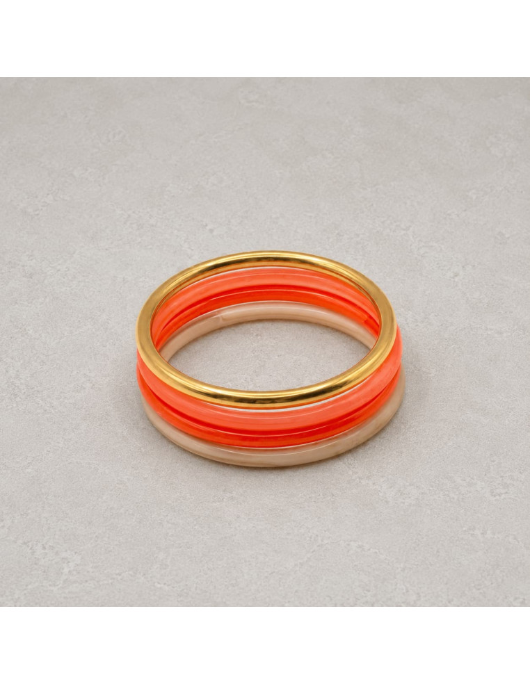 Bracelets joncs colorés (x4) - Corail - Comptoir Doré