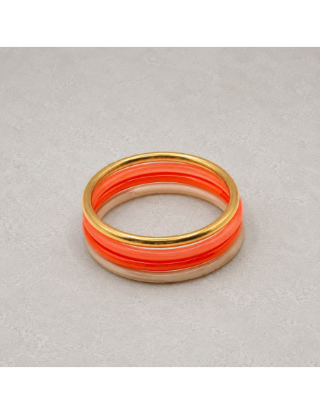Bracelets joncs colorés (x4) - Corail - Comptoir Doré