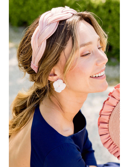 Boucles d'oreilles hortensia rose poudré - Bellemond - Comptoir Doré