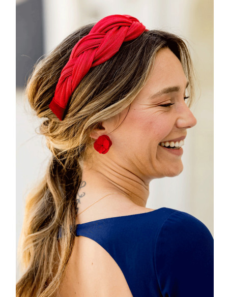 Boucles d'oreilles hortensia rouge - Bellemond - Comptoir Doré