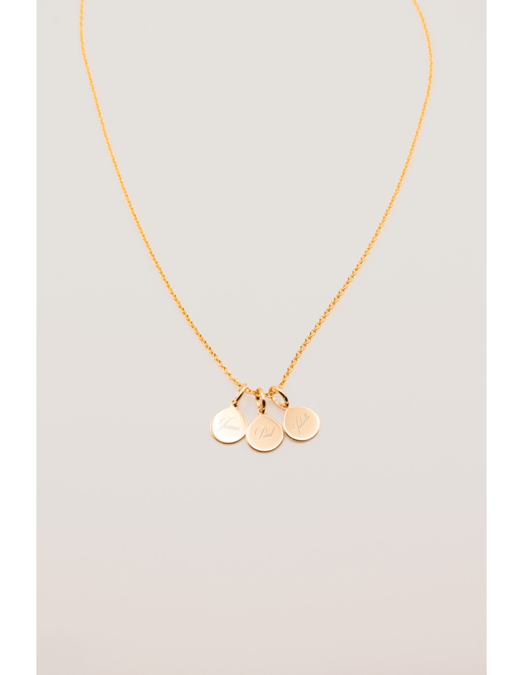 Collier médailles à graver Rosée - Comptoir Doré L'Atelier - plaqué or