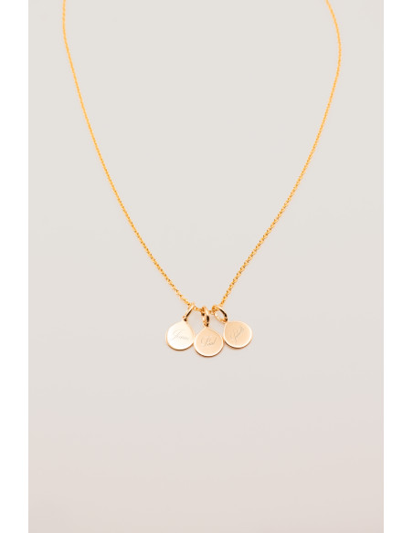 Collier médailles à graver Rosée - Comptoir Doré L'Atelier - plaqué or