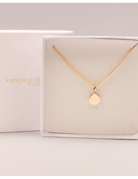 Collier médailles à graver Rosée - Comptoir Doré L'Atelier - plaqué or