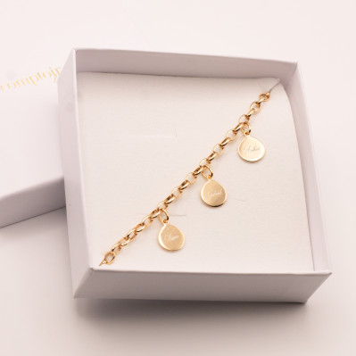 Bracelet chaîne maille et 1 à 10 médailles dorées gravées - Comptoir Doré 2