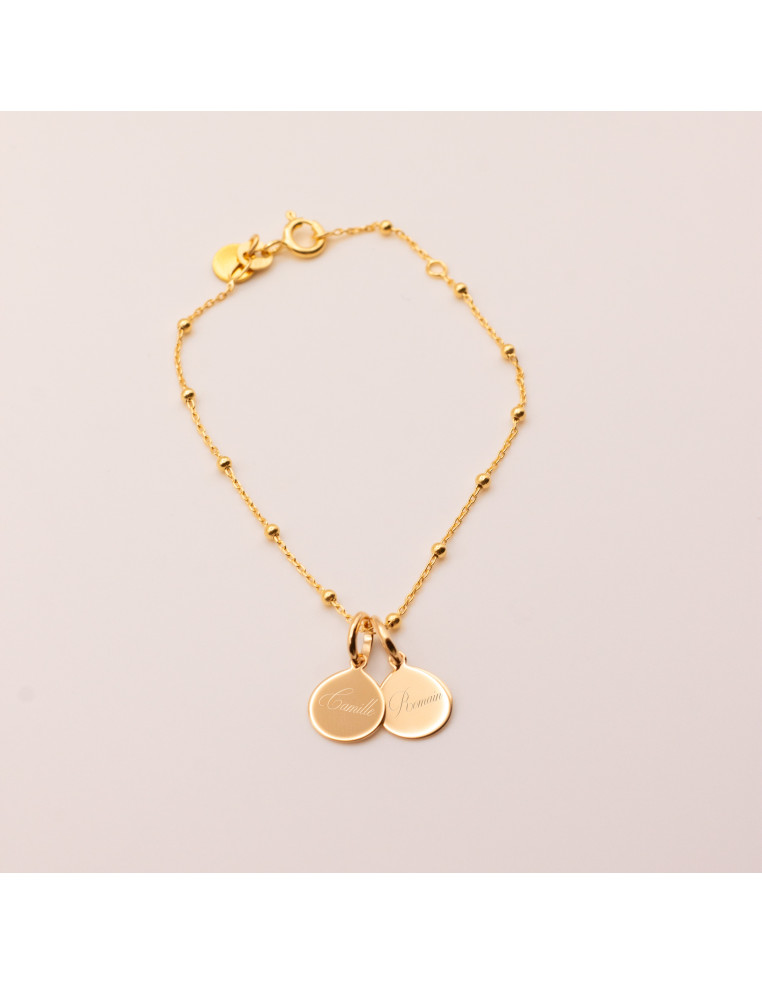 BRACELET MÉDAILLES GRAVÉES ROSÉE - COMPTOIR DORÉ