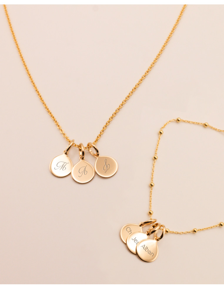 Collier médailles à graver Rosée - Comptoir Doré L'Atelier - plaqué or