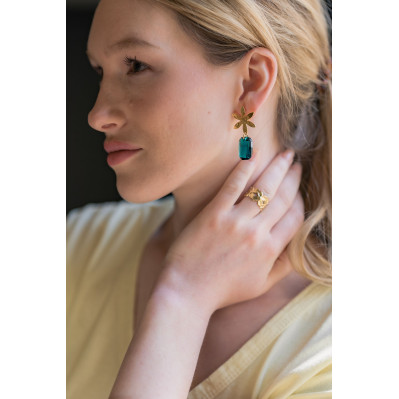 Boucles d'oreilles Louise Emeraude - Clarance Bijoux - Comptoir Doré 2