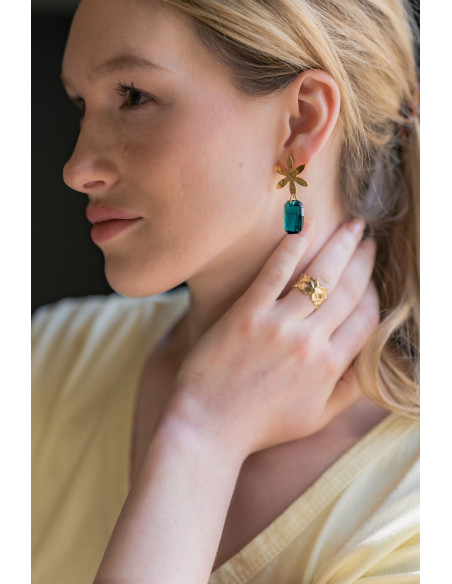 Boucles d'oreilles Louise Emeraude - Clarance Bijoux - Comptoir Doré