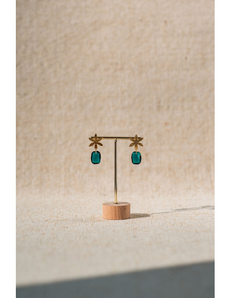 Boucles d'oreilles Louise Emeraude - Clarance Bijoux - Comptoir Doré