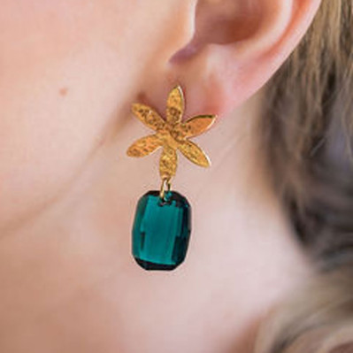 Boucles d'oreilles Louise Emeraude - Clarance Bijoux - Comptoir Doré