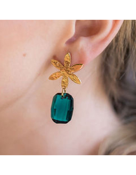 Boucles d'oreilles Louise Emeraude - Clarance Bijoux - Comptoir Doré