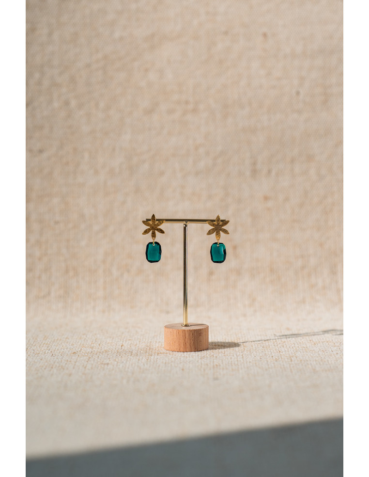Boucles d'oreilles Louise Emeraude - Clarance Bijoux - Comptoir Doré