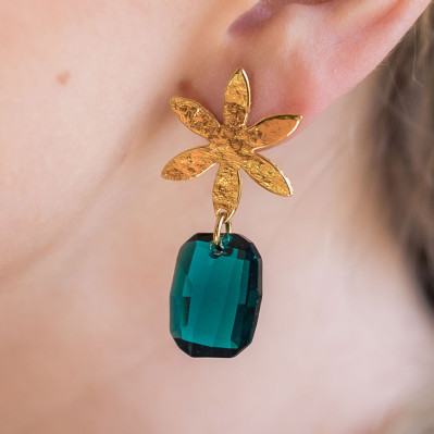 Boucles d'oreilles Louise Emeraude - Clarance Bijoux - Comptoir Doré